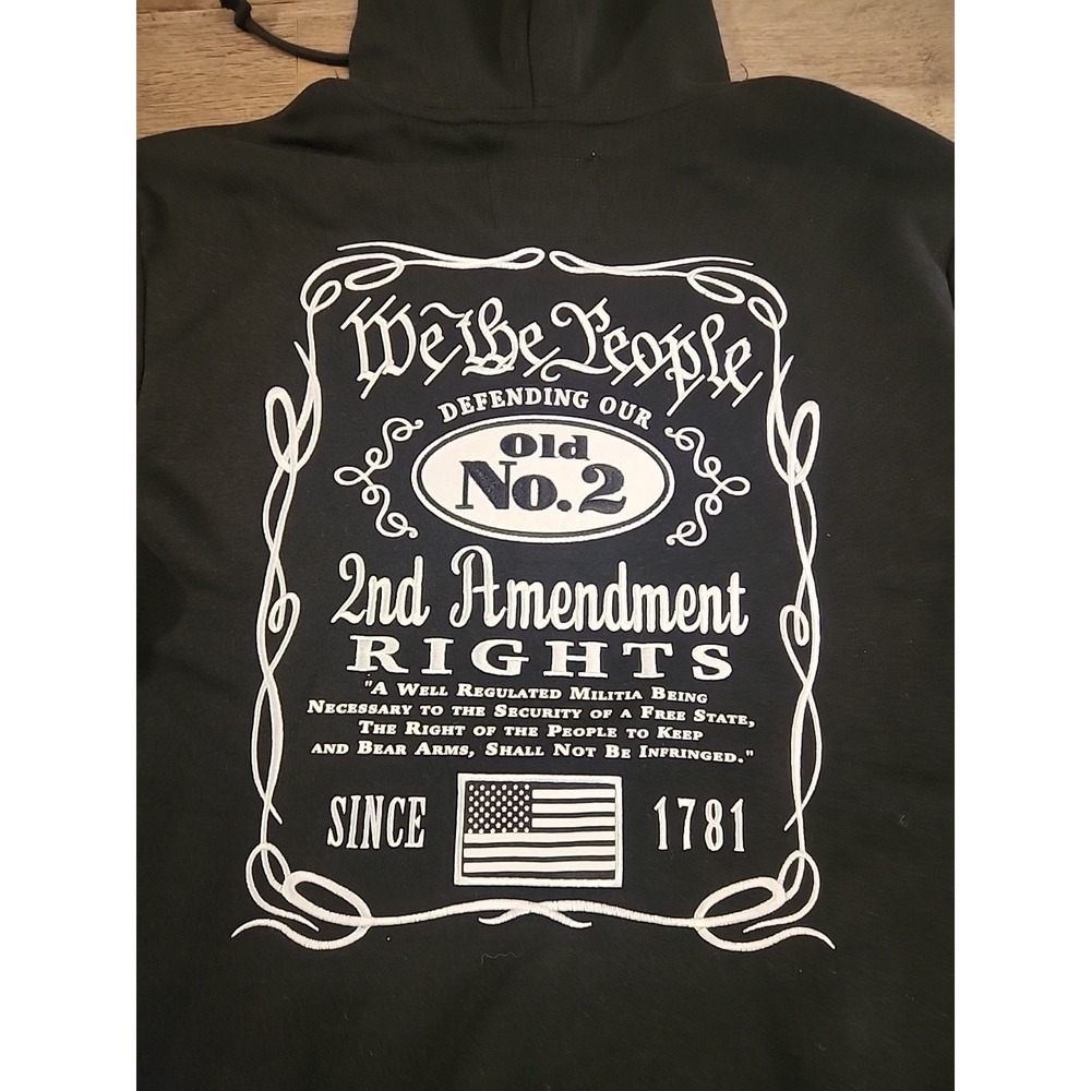 JedCo Black Hoodie Sz Medium We The People 2nd Amendment Old No. 2 Embroidered - Picture 2 of 5